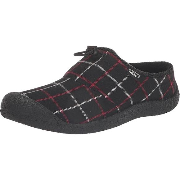 KEEN Howser III Slide Slipper Slip-On Bungee Eco Anti-Odor Rubber Black Plaid 7 - Picture 1 of 7